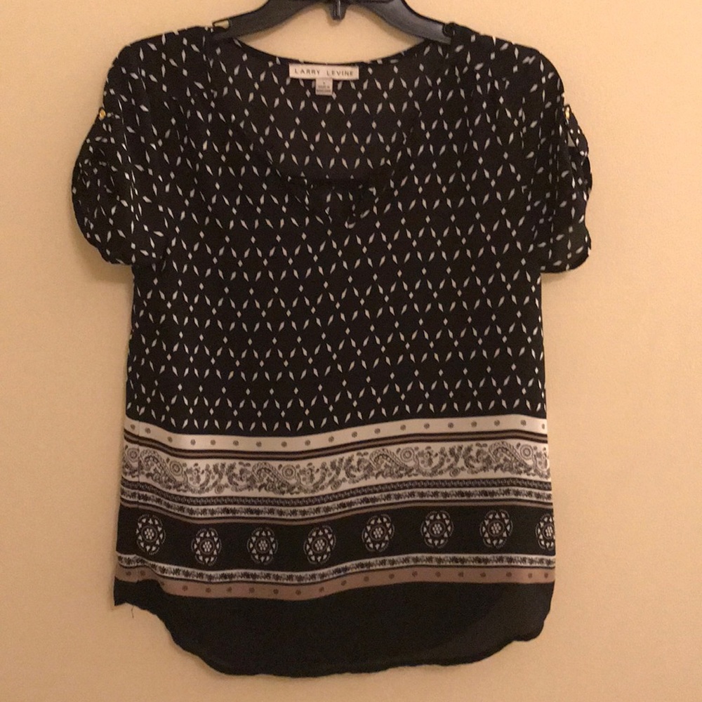 Black and Cream pattern style blouse small